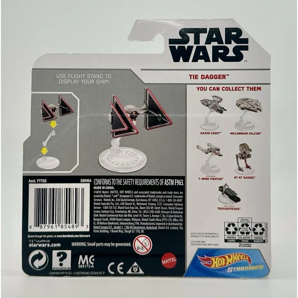 Hot Wheels Star Wars Starships FYT65 6 of 6 Ships Falcon TIE Naboo Cloud NIB